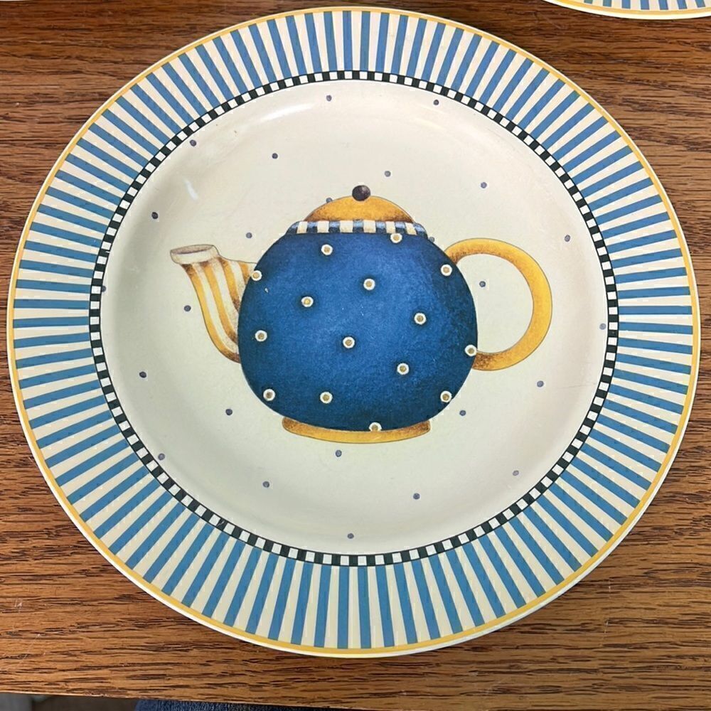 3 Sakura Salad/Bread Plates Teapots Pattern 8” Debbie Mumm 1998 - Picture 2 of 7